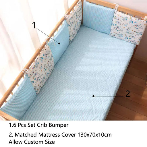 Ultimate Comfort Nordic Cartoon Baby Crib Bumper Set: 6-Piece Infant Nursery Protector with Cotton Luxury