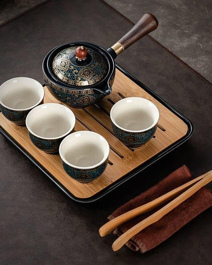 Revolutionary Spinning Porcelain Tea Set for Effortless Brewing