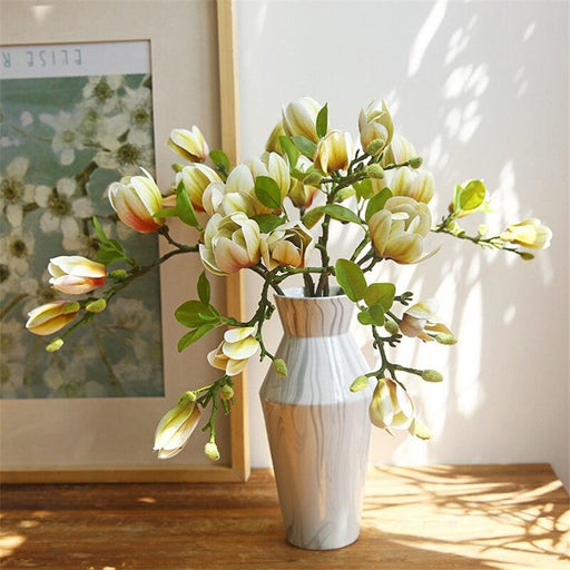 Latex Magnolia Bud Branch Fake Flowers for Home Party Wedding Decoration