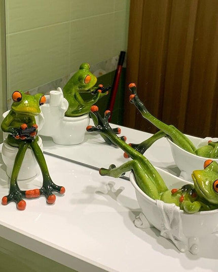 Whimsical Green Frog Resin Desk Ornament - Enchanting Home Decor