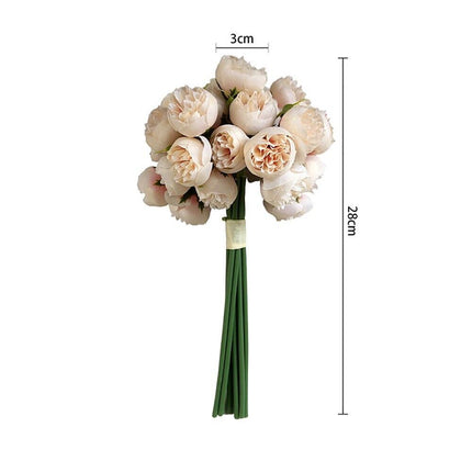 Lavish Silk Peony & Tea Rose Floral Display - 27 Realistic Blooms for Home, Garden & Event Decor