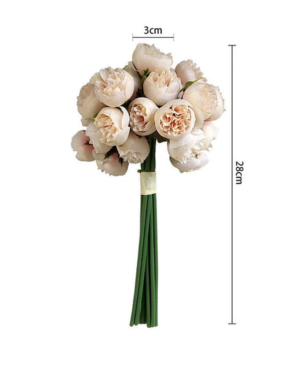 Lavish Silk Peony & Tea Rose Floral Display - 27 Realistic Blooms for Home, Garden & Event Decor