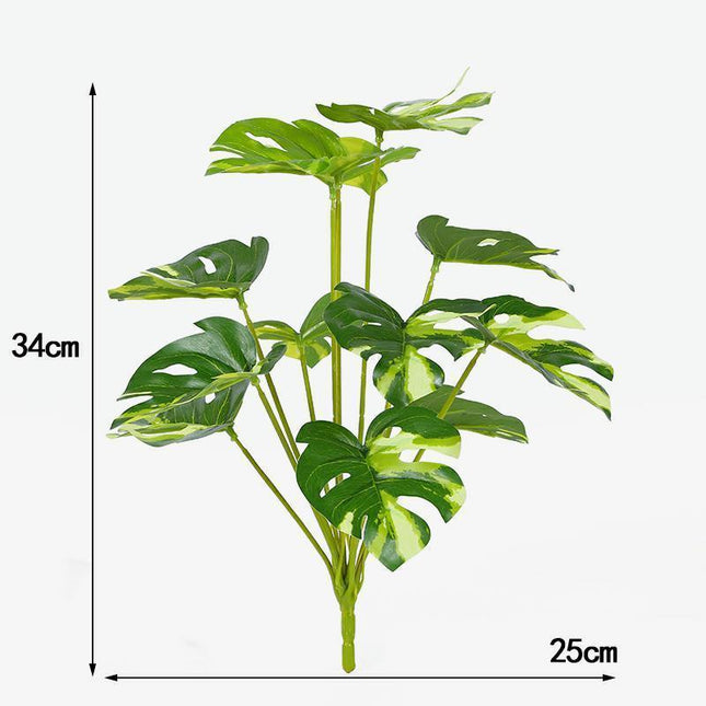 Vibrant Faux Turtle Leaf Greenery Set - 12 Stems for Effortless Decor