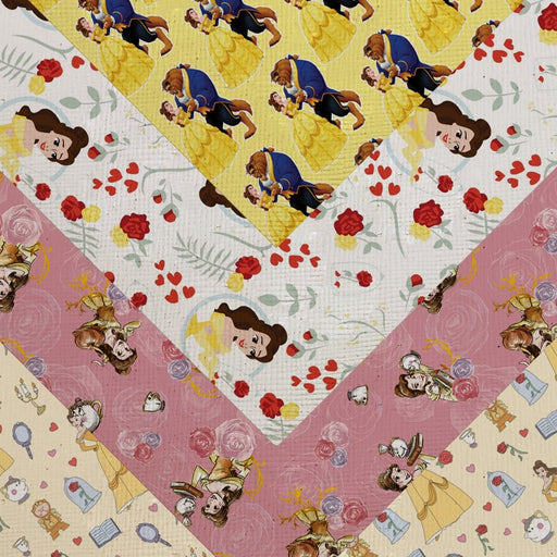 Enchanting Beauty and Beast Cartoon Printed Faux Leather Crafting Sheet