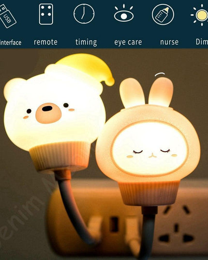 Enchanting Bunny LED Night Light with Cat Remote: Delightful Glow for Kids