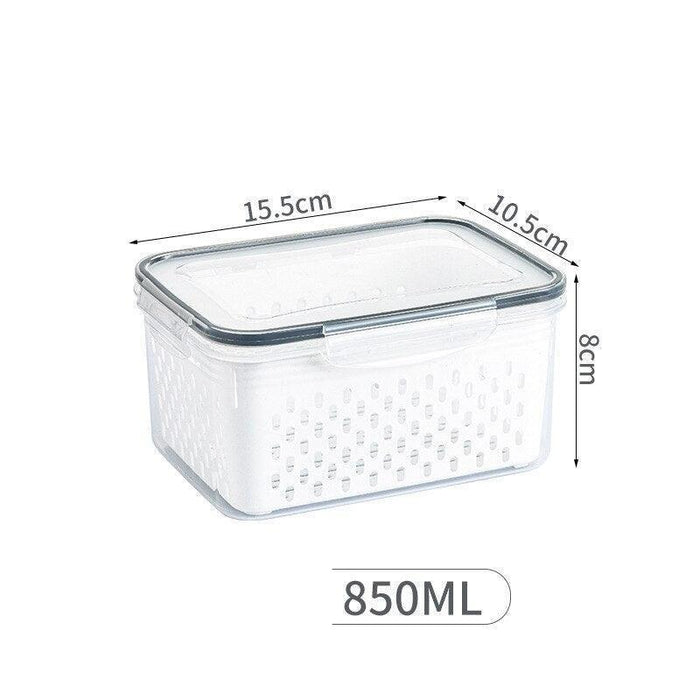 Fresh Produce Organizer with Drain Basket and Clear Cover