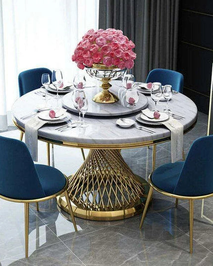 Elegant Sintered Stone Dining Set with Modern Stainless Steel Base - The Perfect Touch for Stylish Interiors