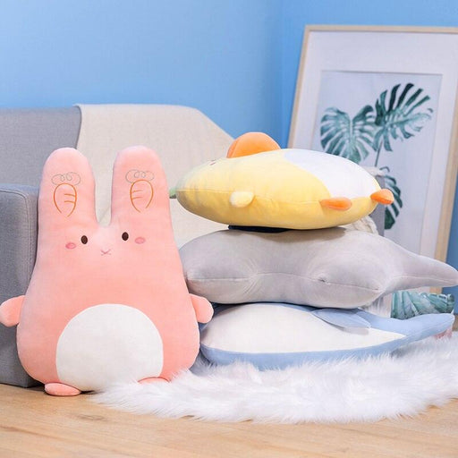 Cozy 45cm Soft Animal Cartoon Pillow Set - Whale, Elephant, and Little Yellow Duck Plushies for Kids' Room Decoration and Birthday Surprise
