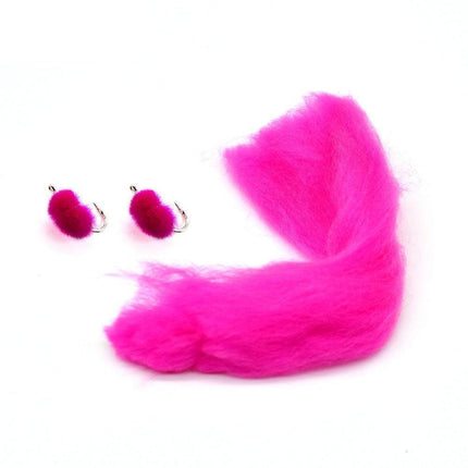 Vibrant Rose Red & Green Trout Fishing Egg Fly Yarn Set - Premium 5-Pack