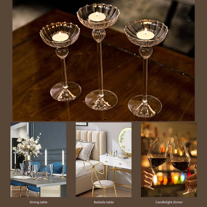 Exquisite Glass Candle Holder for Elegant Home & Bar Decor