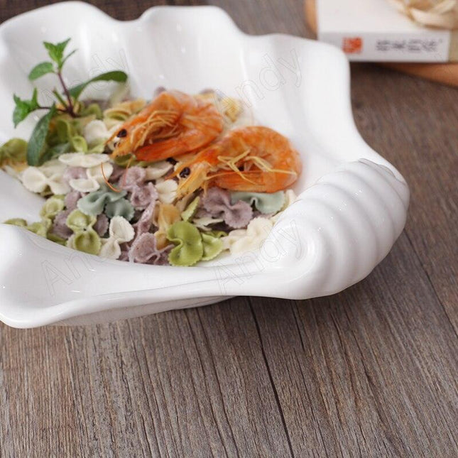 Elegant Shell-Inspired Handcrafted Ceramic Plate Set for Luxurious Dining