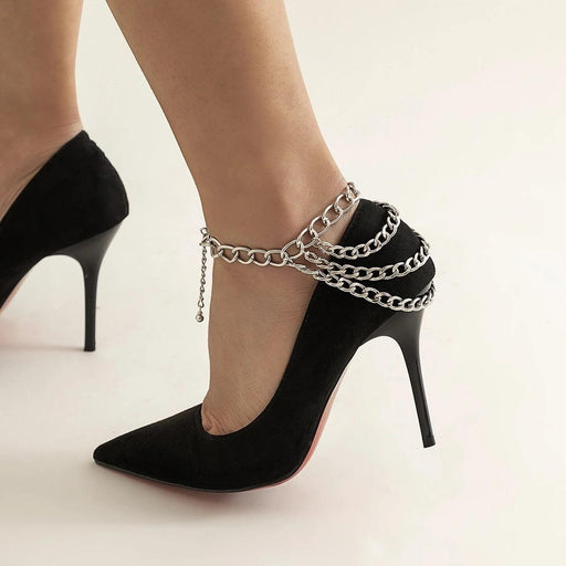 Gilded High Heel Shoe Charm Anklet with Multilayer Design