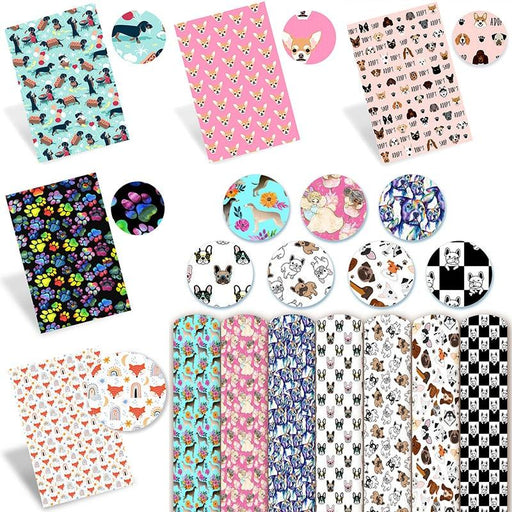Puppy Passion: Dog Patterned Synthetic Leather Crafting Sheets for Earrings, Accessories, and DIY