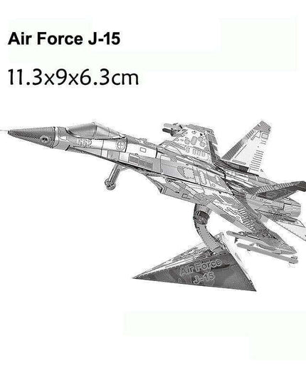 Stainless Steel 3D Jet Fighter Model Construction Set - Engaging DIY Puzzle for All Ages