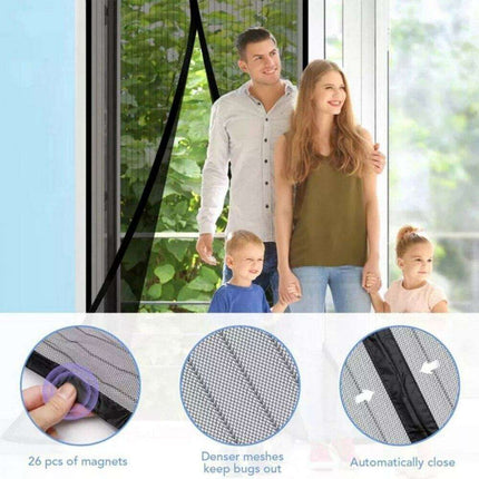 Insect-Proof Magnetic Mesh Screen Door with Automatic Soft Close Mechanism