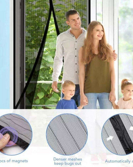 Insect-Proof Magnetic Mesh Screen Door with Automatic Soft Close Mechanism