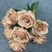 Lifelike Pink Rose Silk Flower Bouquet - Set of 9