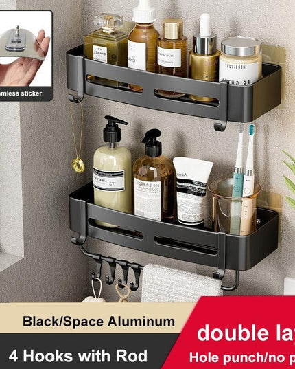 Aluminum Corner Shelf Rack with Versatile Dual Installation Options