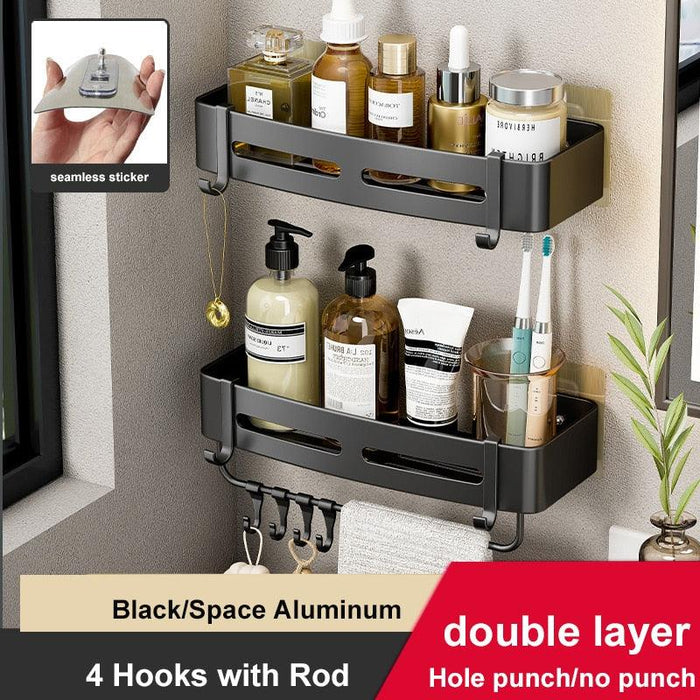 Aluminum Bathroom Storage Solution with Rust-Proof Large Capacity Corners