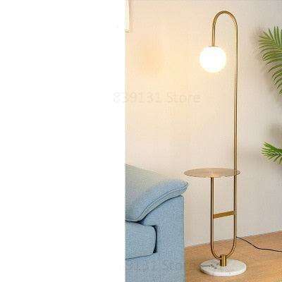Nordic-Inspired LED Floor Lamp with Built-In Round Table for Modern Interiors