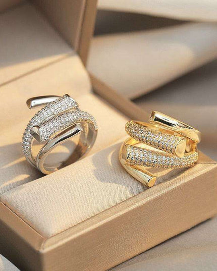 Gothic Cross Adjustable Zircon Ring with Chic European Flair