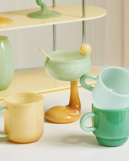 Jade Elegance: Retro Nordic Glass Mug Collection