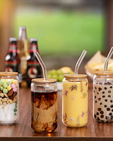 Elegant Can-Shaped Glass Tumbler Set - 4 Premium Cups for Luxurious Beverage Experiences