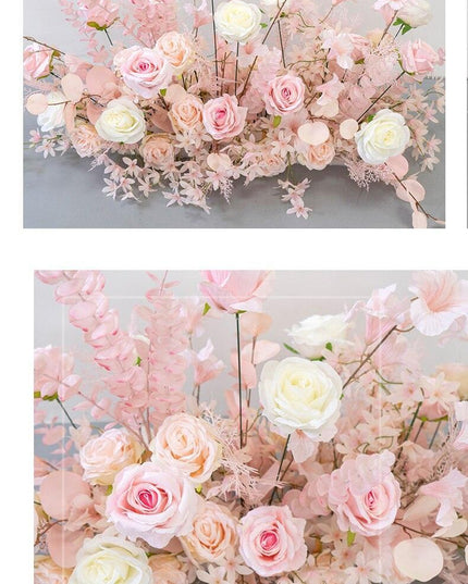 Charming Pink Floral Wedding Arch Set for Enchanting Decor Makeover