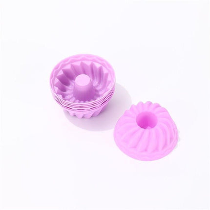 6-Pack Non-Stick Silicone Round Baking Molds for Cupcakes and Muffins