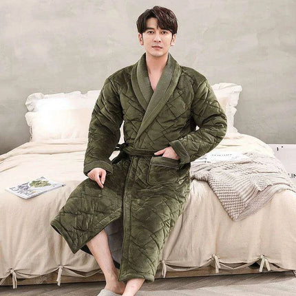 Men's Premium Quilted Flannel Kimono Robe - Ultimate Winter Comfort & Elegance