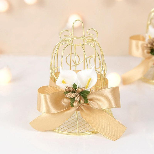 Charming Mini Gold Birdcage Treat Boxes - Perfect Favors for Elegant Celebrations