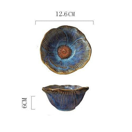 Elegant Japanese Botanical and Ocean-Inspired Ceramic Plates - Unique Irregular Design for Sophisticated Dining