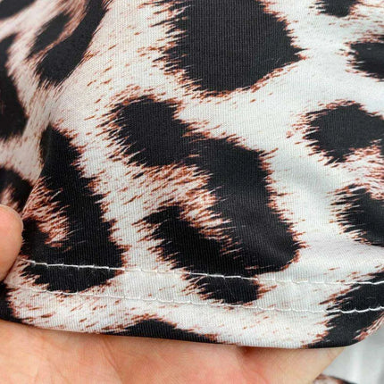 Sophisticated Ruched Leopard Print Bodycon Mini Dress with Elegant Stand Collar - Foamlina Luxe Collection