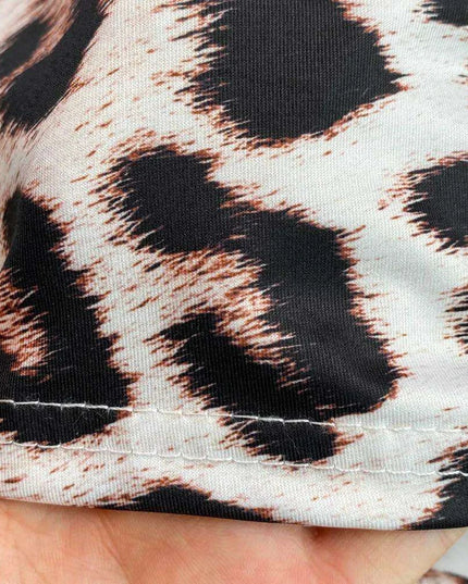 Sophisticated Ruched Leopard Print Bodycon Mini Dress with Elegant Stand Collar - Foamlina Luxe Collection