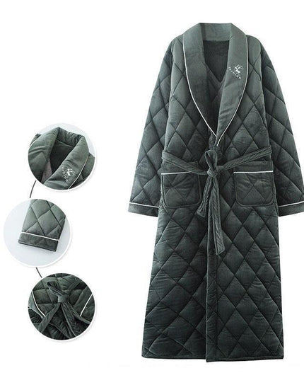 Plush Comfort Plus Size Men's Cotton Flannel Bathrobe for Winter Relaxation