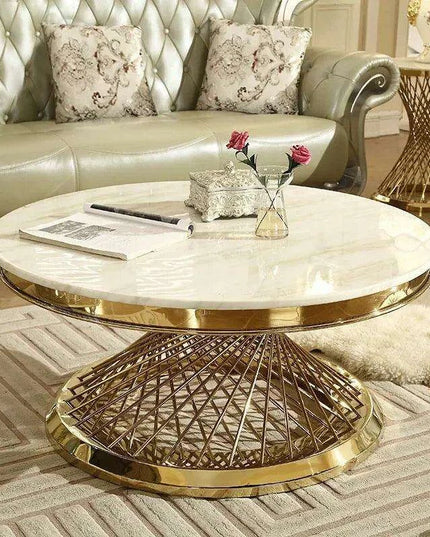 Elegant Gold Marble Coffee Table - Luxurious Home Accent