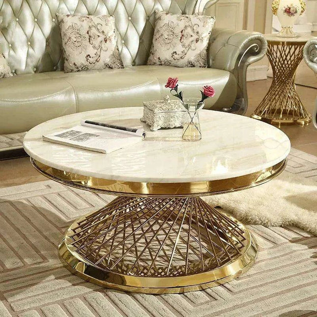Elegant Gold Marble Coffee Table - Luxurious Home Accent