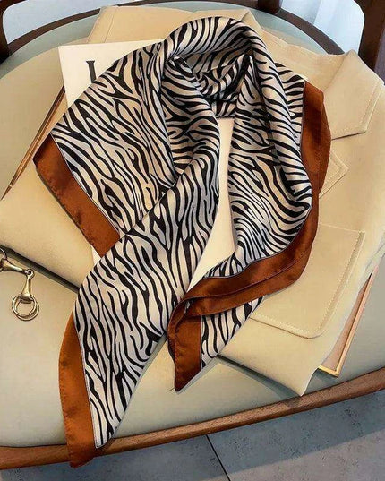 Opulent Leopard Print Silk Square Scarf - Elevate Your Style with Elegance