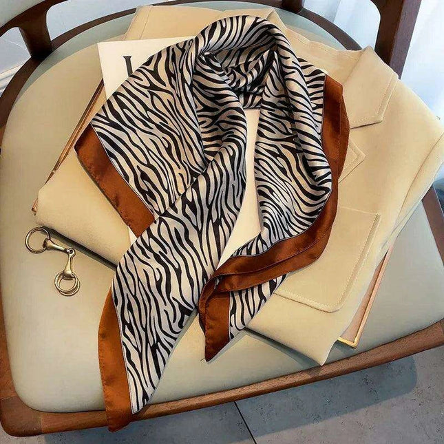 Opulent Leopard Print Silk Square Scarf - Elevate Your Style with Elegance