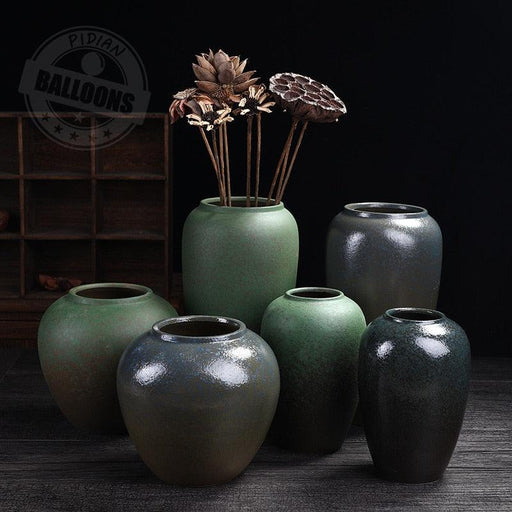 Asian Style Antique Zen Porcelain Floor Vase - Très Elite