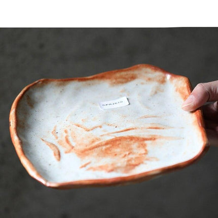 Serenity Zen Garden Handcrafted Wood-Fired Pottery Platter - Rustic Artisan Dinnerware