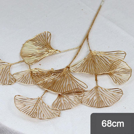 Glamorous Golden Leaf Display: Handcrafted Faux Greenery for Luxurious Home Styling and Celebratory Occasions
