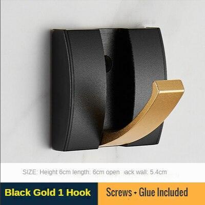 Elegant Black and Gold Foldable Wall Hook Rack for Stylish Storage Solutions