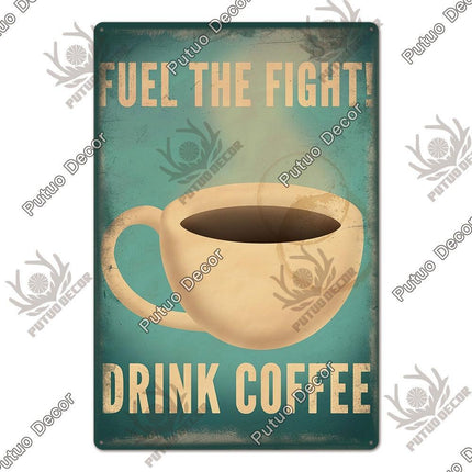 Retro Coffee Metal Sign - Chic Wall Decor for Kitchen, Cafe, or Bar