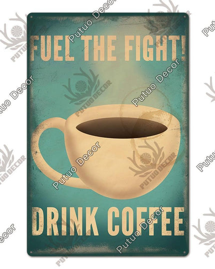 Retro Coffee Metal Sign - Chic Wall Decor for Kitchen, Cafe, or Bar
