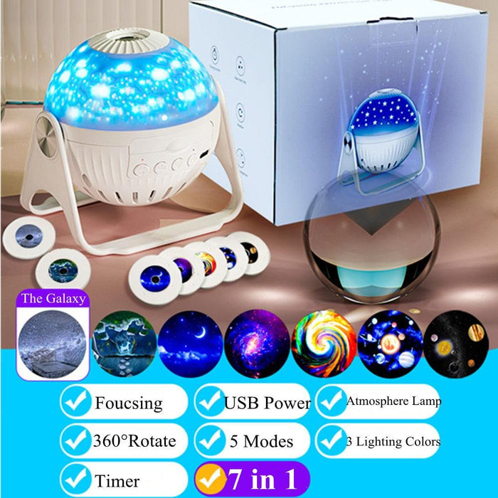 Galactic Wonder 7-in-1 LED Star Projector Lamp - Transform Your Space into a Celestial Masterpiece