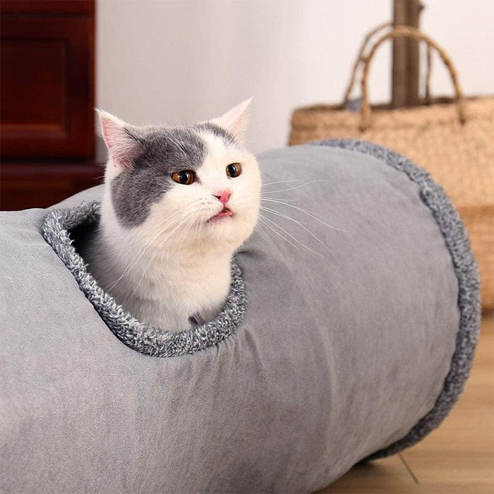Collapsible Cat Tunnel for Large Cats Dogs Bunnies with Ball - Fun Cat Toy Play Tube