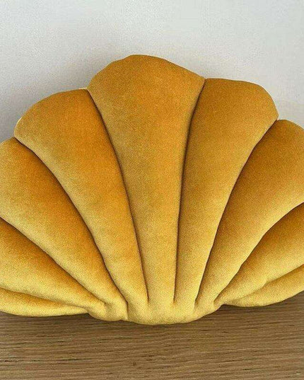 Elegant Velvet Sea Shell Bell Cushion - Luxe Home Decor Accent