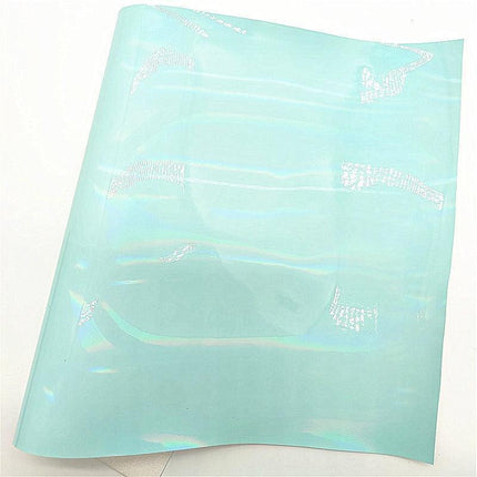 Iridescent Faux Leather Crafting Sheet with Sparkling Stars and Hearts Design - 21x29CM
