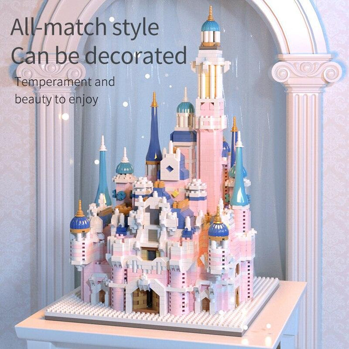 3341PCS LED Lights City Mini House Cartoon Dream Tale Princess Castle Architecture Building Blocks Figures Bricks Toys For Girls